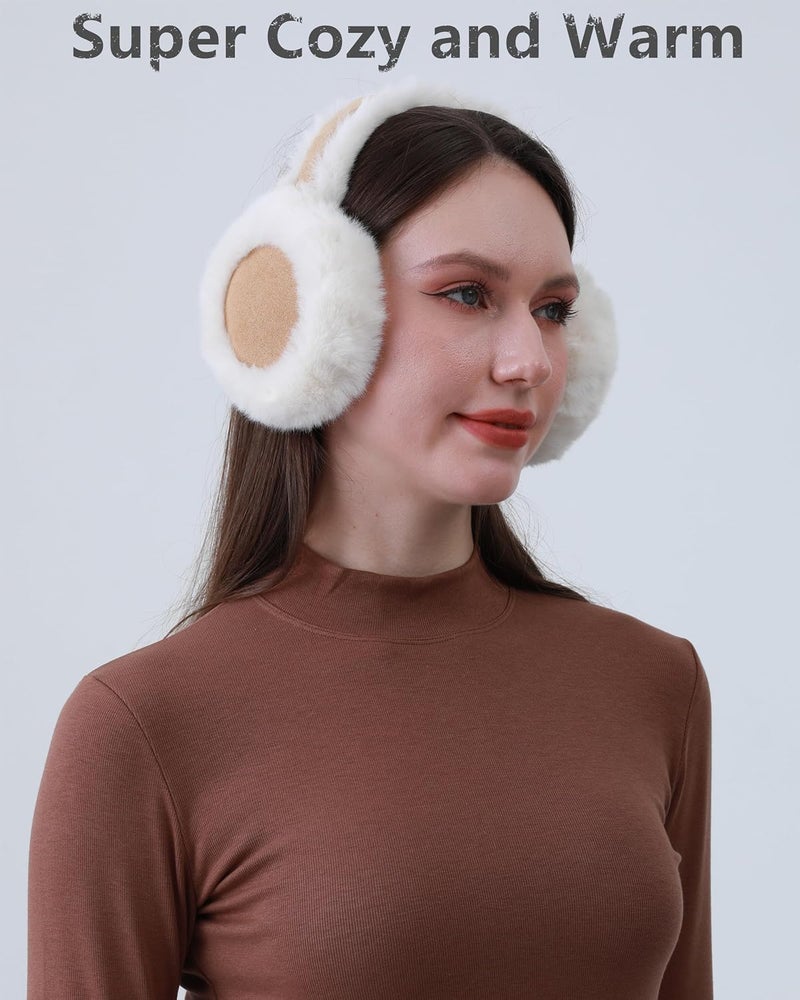 Eyegla Winter Ear Muffs Women Adjustable Fuzzy Earmuffs Faux Fur Ear Warmers Foldable Ear Covers for Cold Weather - Image 4